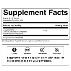 Close-up of FOLIUS LABS Lycopene capsules showing vegan, non-GMO format.