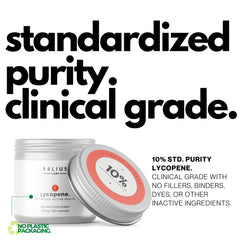 Label close-up on FOLIUS LABS Lycopene 10% extract indicating standardized potency.