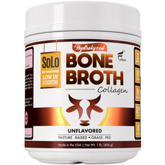 FOLONA Solo Bone Broth Powder canister highlighting grass-fed, premium protein.