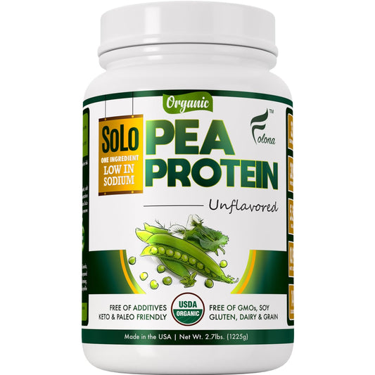 FOLONA SOLO Organic Pea Protein Isolate bottle for smoothies and recovery.