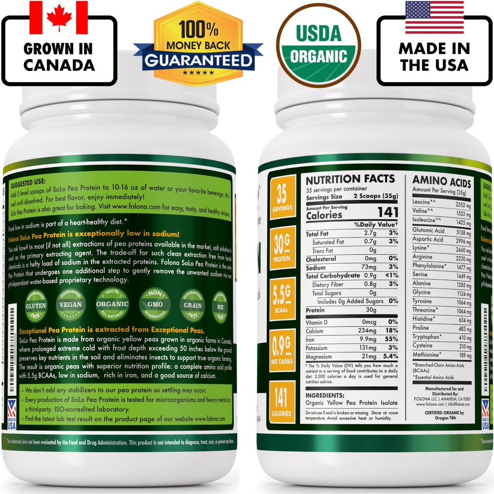 FOLONA SOLO Organic Pea Protein Isolate pour shot for quick mix.
