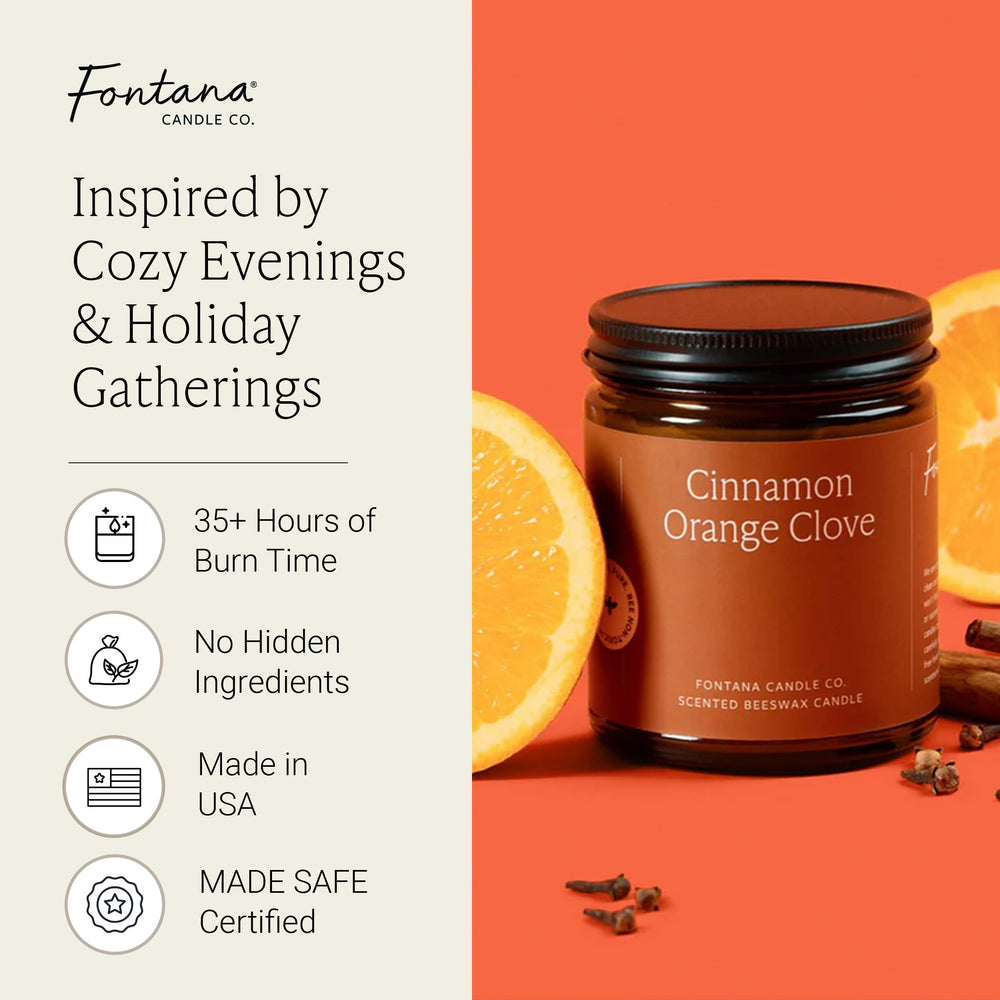 Fontana Candle Co cinnamon orange clove scent fills the room with warm spice.