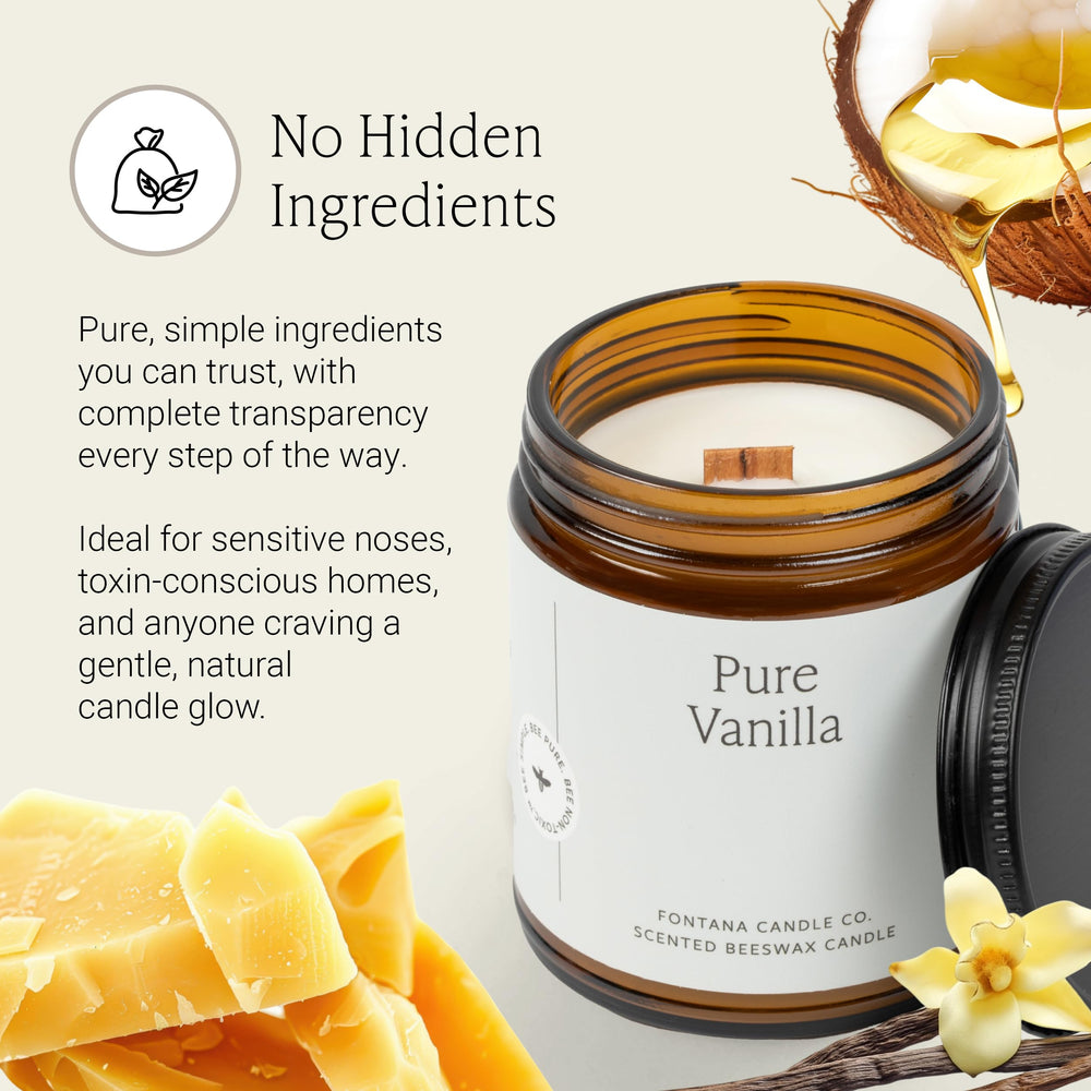 Fontana Candle Co made-safe ingredients label communicates clean, non-toxic promise.