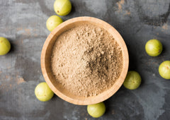 Food to Live amla powder hair mask setup, home beauty hack.