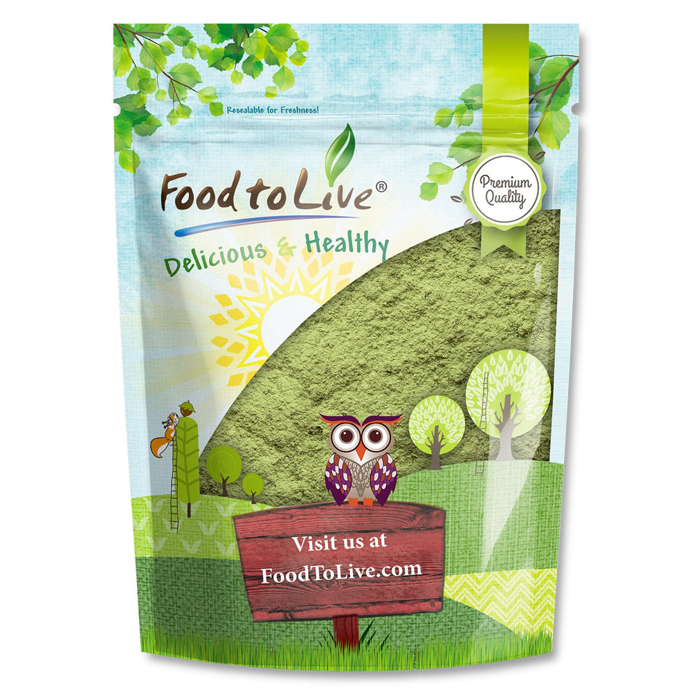 Food to Live broccoli powder packaging close-up with resealable pouch for freshness.