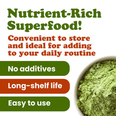 Food to Live broccoli powder in a sealed container emphasizing long-term freshness.