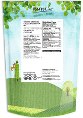 Food to Live Energize bag back shows nutrition and ingredients