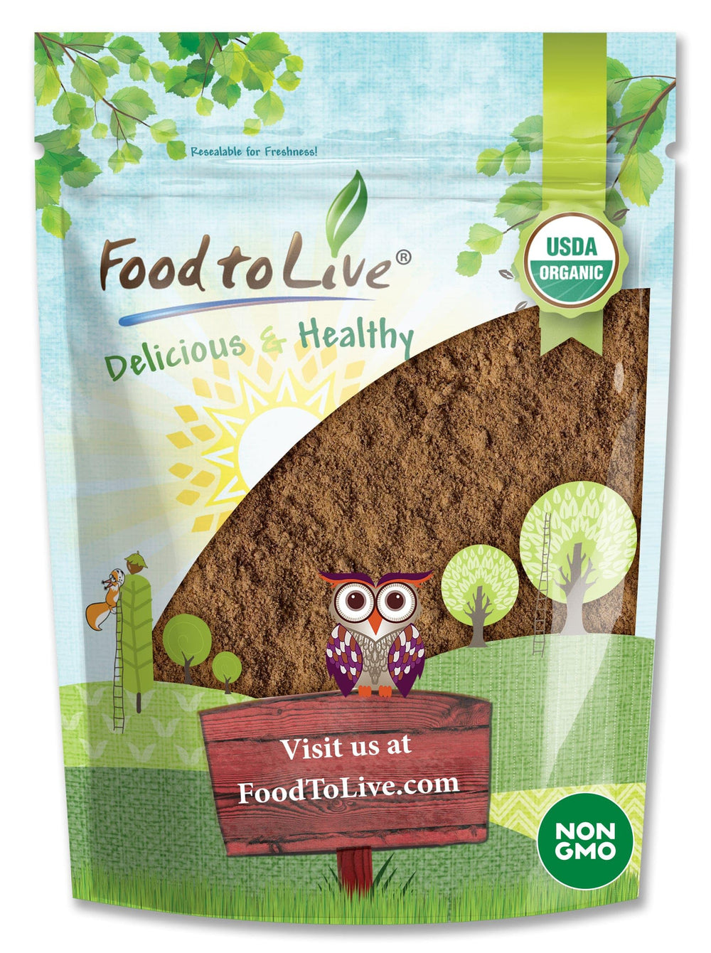 Food to Live Red Reishi powder bottle enhances daily wellness with pure, versatile use