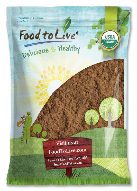 Food to Live Red Reishi powder bottle emphasizes organic, pure ingredients for daily use