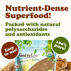 Food to Live turkey tail powder in smoothie for a nutrient boost.