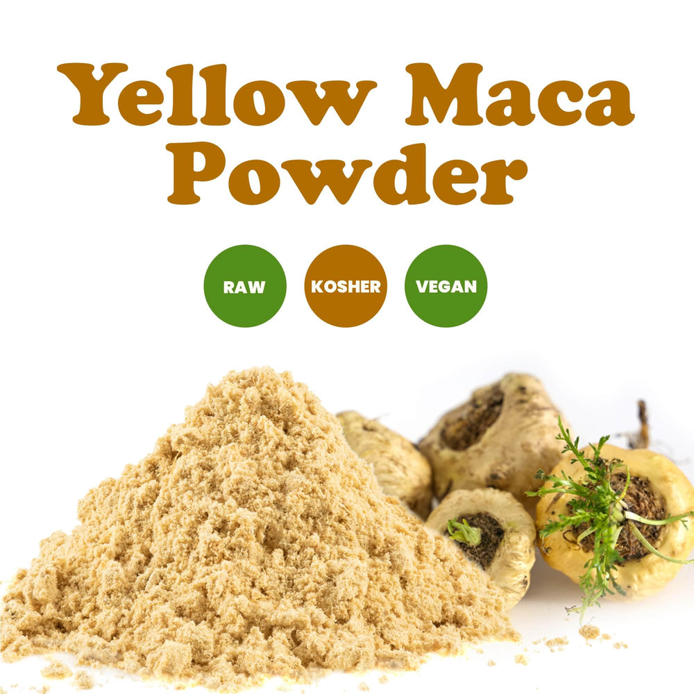 Food to Live Yellow Maca Powder pouch illustrating bulk flexible usage