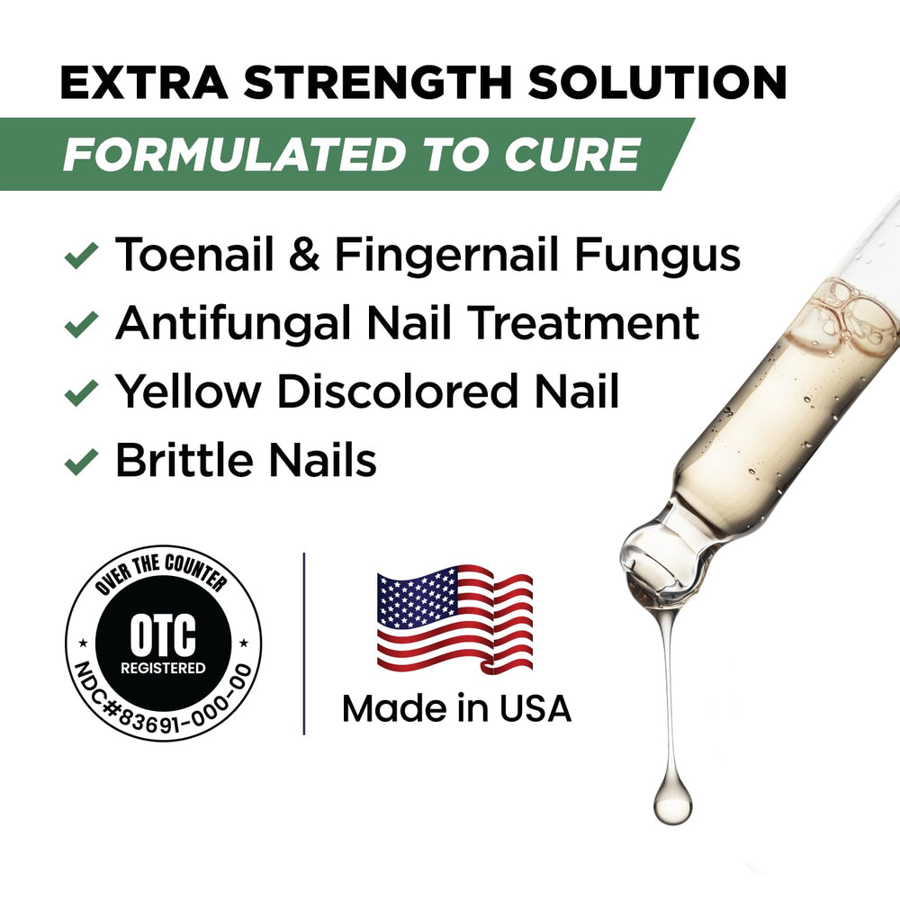 FOOT CURE applicator brush shown for precise nail treatment application.