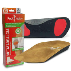 Footlogics 3/4 length orthotic insole with built-in raise for metatarsal support.