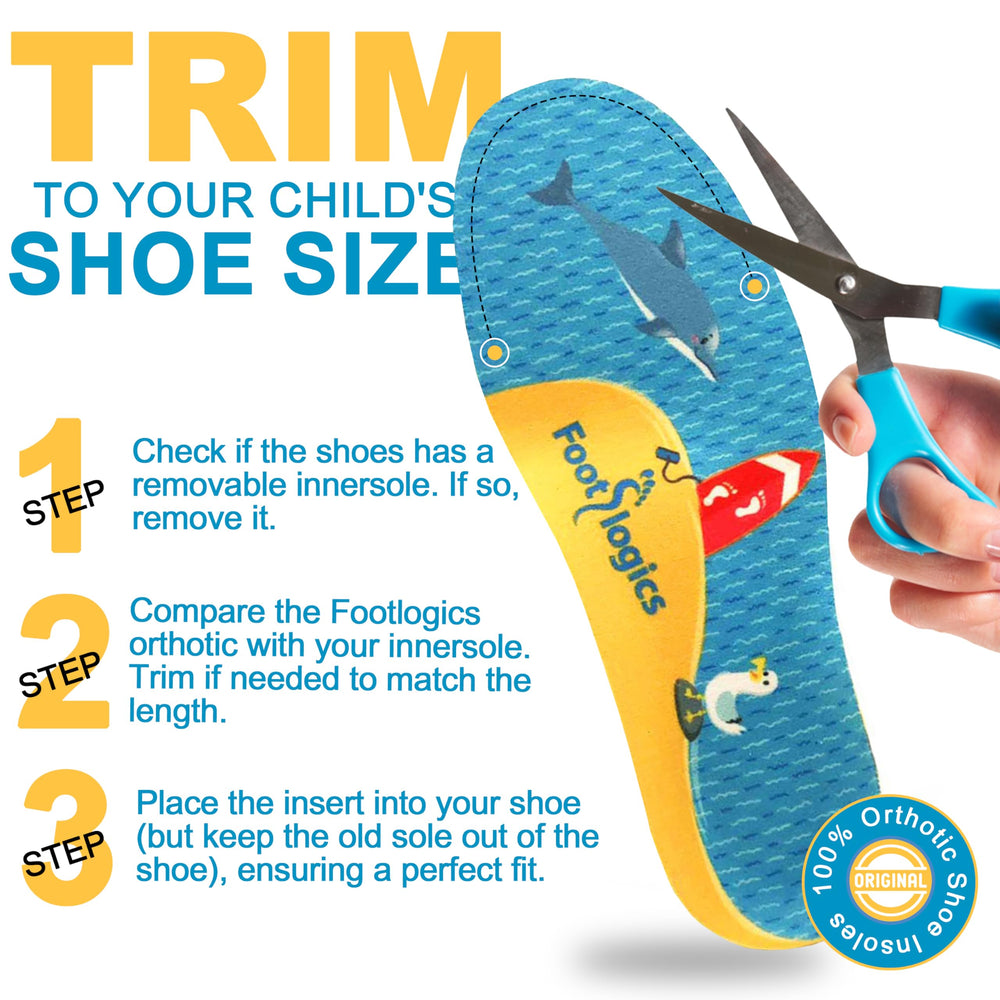 Footlogics kids insole lightweight material keeps shoes comfortable all day