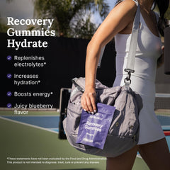 For Wellness Gummies blueberry close-up highlighting antioxidants and clean ingredients.