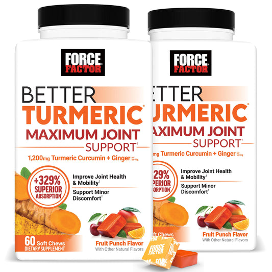 Force Factor Better Turmeric bottle front showing joint support benefits on label