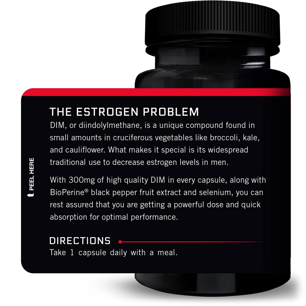 Force Factor DIM capsules visible highlighting 300mg per capsule.