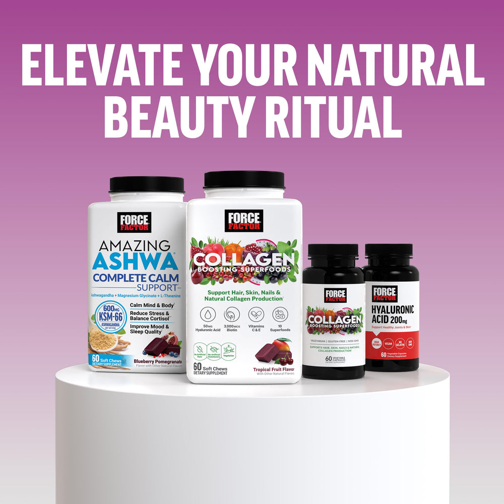 Nutrient blend graphic on label highlights vitamins A through E.