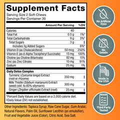 Closeup of Label on Force Factor Liver Detox Soft Chews highlighting 80% silymarin