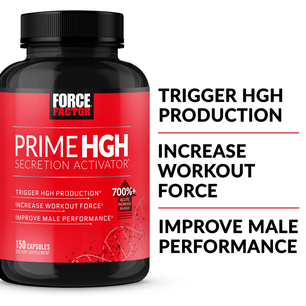 Close-up of Force Factor Prime HGH Secretion Activator capsules for easy dosing.