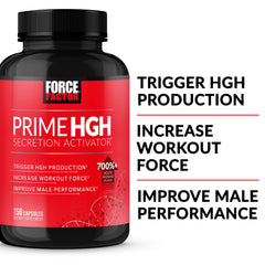 Close-up of Force Factor Prime HGH Secretion Activator capsules for easy dosing.