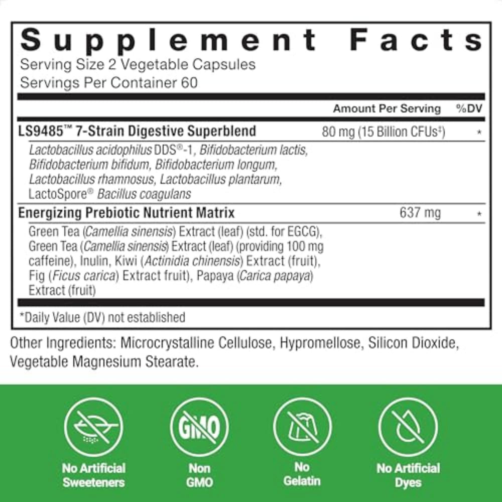 Close-up of ProbioSlim Extra Strength 7-strain digestive superblend illustration.