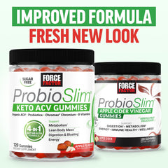 Serving size visual of ProbioSlim gummies highlighting 1 net carb per serving.