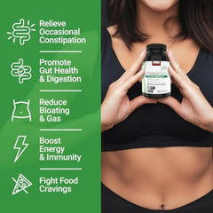 Force Factor ProbioSlim seven-strain blend visual signals balanced gut bacteria.