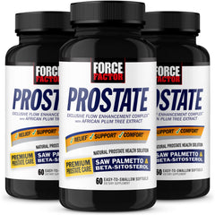 Force Factor Prostate bottle front view for daily urinary support.
