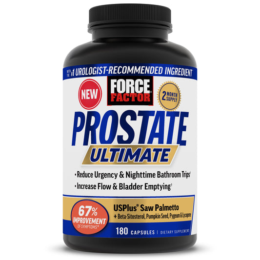 Force Factor Prostate Ultimate bottle front highlighting premium prostate health support