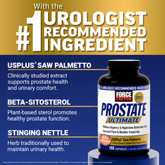 Force Factor Prostate Ultimate capsules close-up for daily urinary comfort support