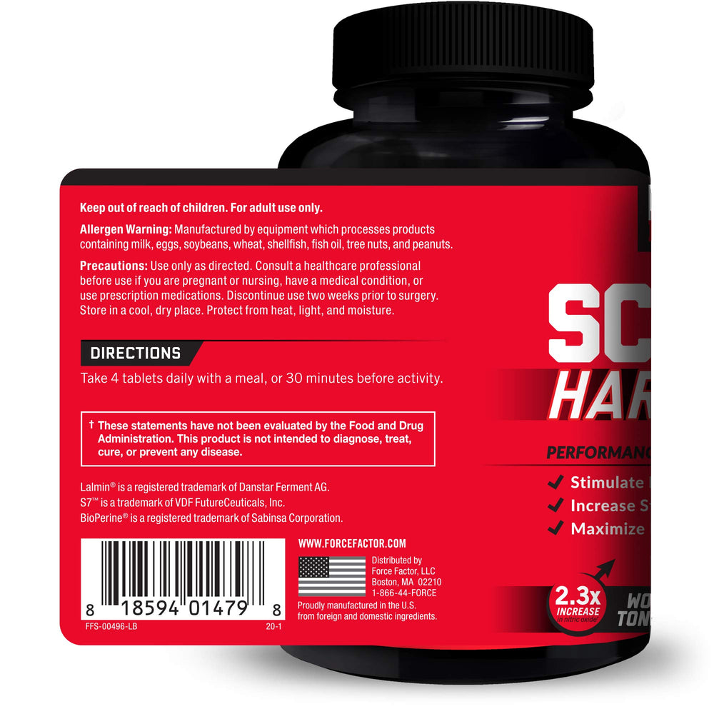 Force Factor SCORE 2 Pack tablets displayed compact dose for on the go stamina