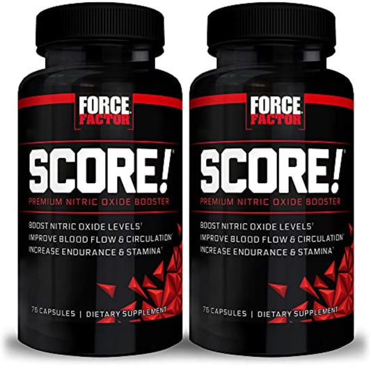Force Factor Score bottle front, energy support for workouts.