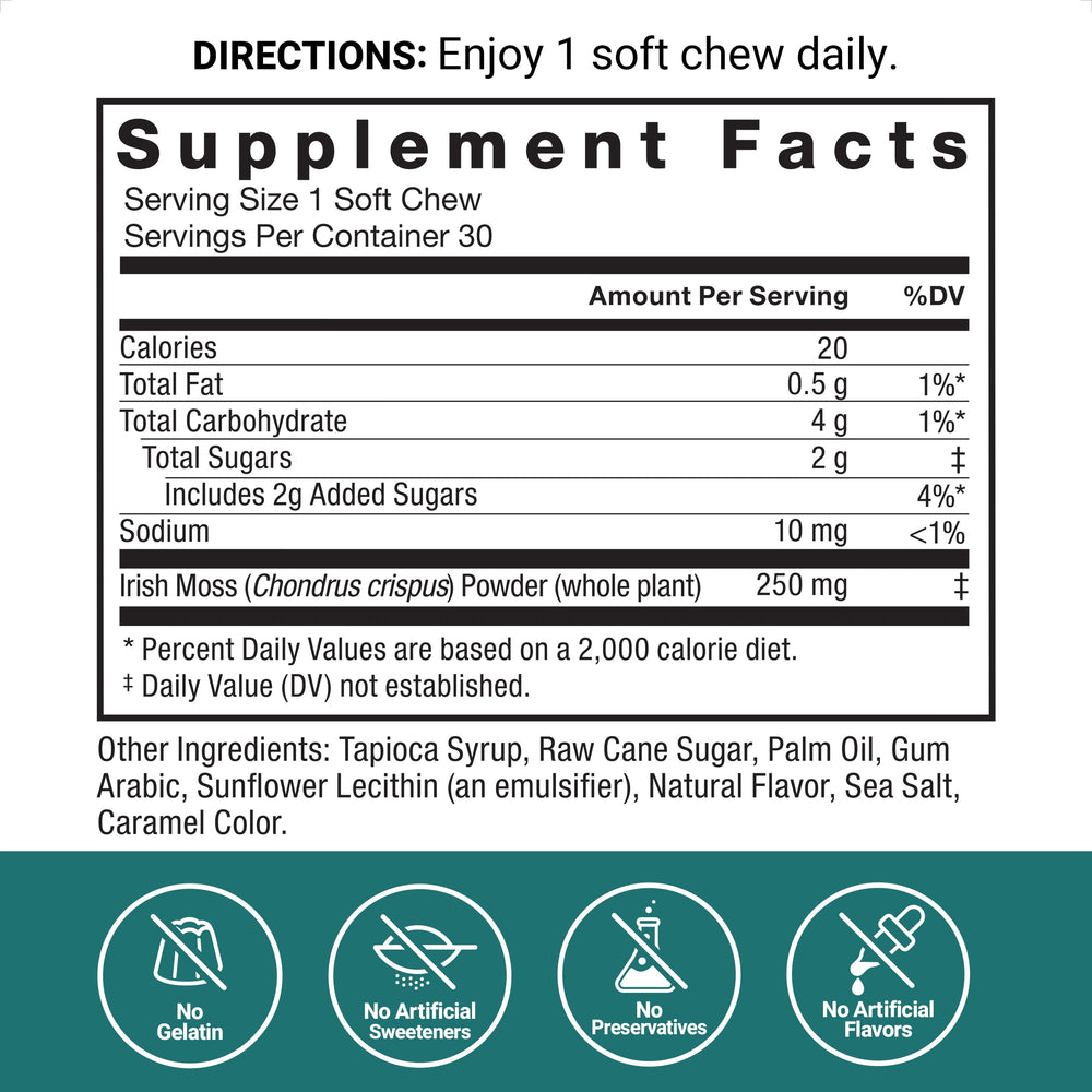 Force Factor Sea Moss Soft Chews salted caramel texture close-up for indulgent feel