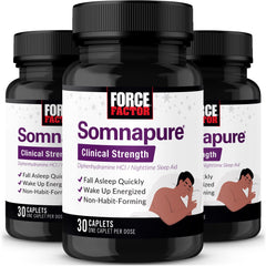 Force Factor Somnapure Clinical Strength bottle front view suggests quick sleep onset.