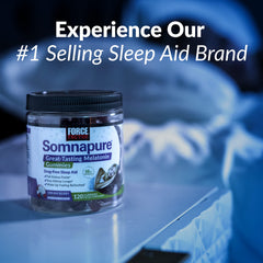 The Force Factor Somnapure Clinical Strength bottle shows the made-in-USA quality label.