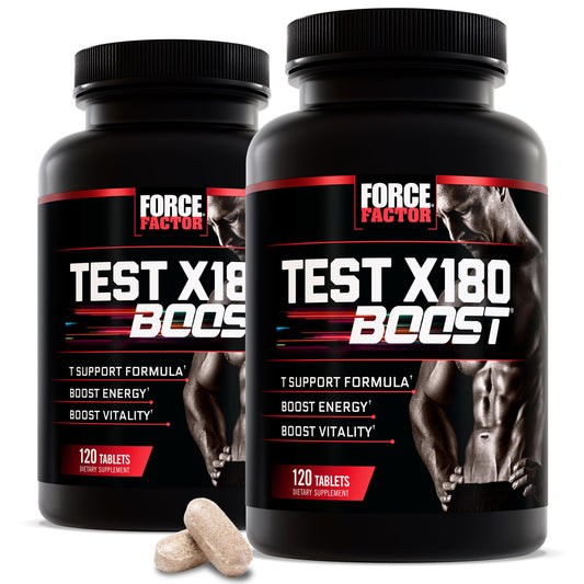 Force Factor Test X180 Boost bottle front view emphasizing daily energy support