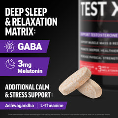 Force Factor Test X180 PM tablets closeup emphasizing capsule texture