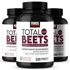 Force Factor Total Beets bottle pour showing convenient circulation support.