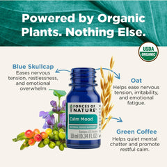 Forces of Nature Calm Mood ingredients label showing organic components