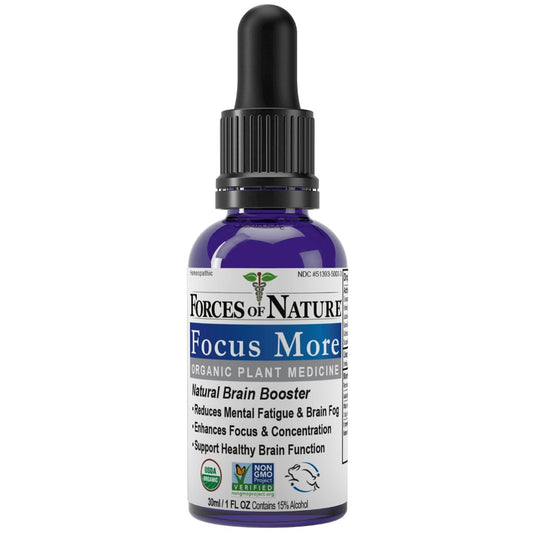 Forces of Nature Focus bottle front, herbal brain support for clearer thinking