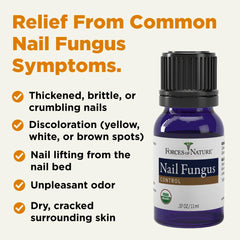 Forces of Nature Toenail Fungus Treatment label detail emphasizes organic ingredients to nourish nails