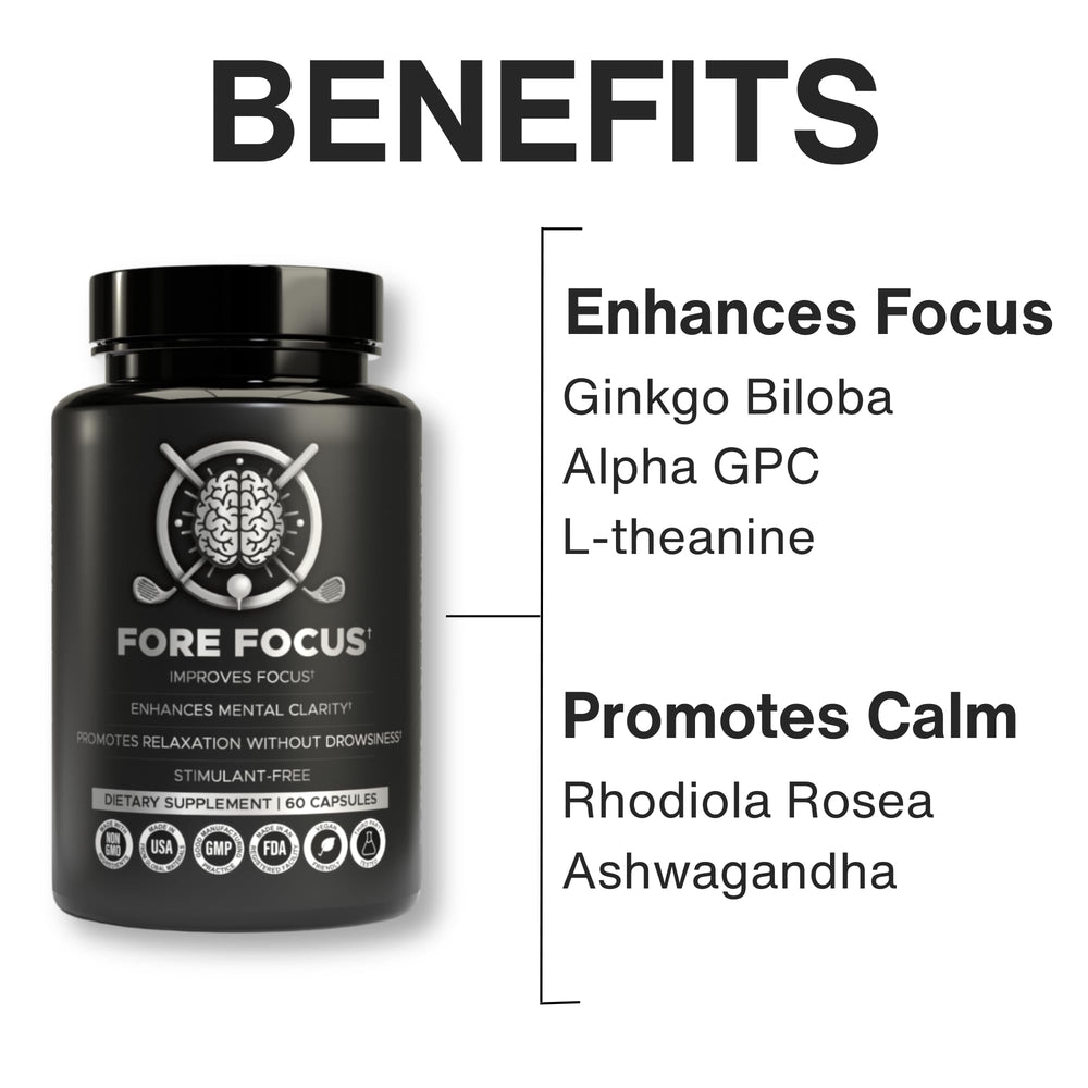 Fore Focus label detail emphasizes vegan, non-GMO promise for clean daily support.