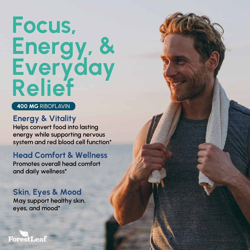 ForestLeaf vegan capsules for riboflavin 400mg emphasize vegetarian-friendly wellness.