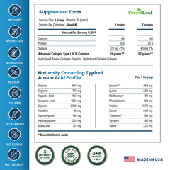 ForestLeaf unflavored collagen powder on spoon, versatile in recipes.