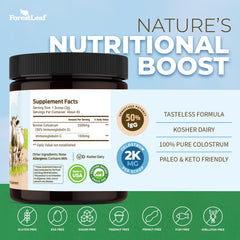 ForestLeaf Colostrum Powder mixed into a glass for a quick dose