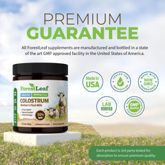 ForestLeaf Colostrum Powder white powder closeup highlighting purity