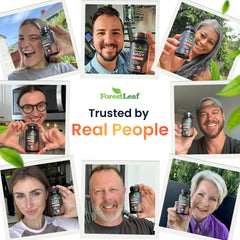 ForestLeaf NAD Resveratrol GMP facility badge indicates strict manufacturing.