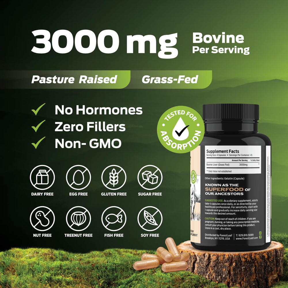 ForestLeaf organ meat blend close-up suggests broad nutritional support.