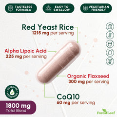 ForestLeaf red yeast rice capsules in a bottle for convenient daily use